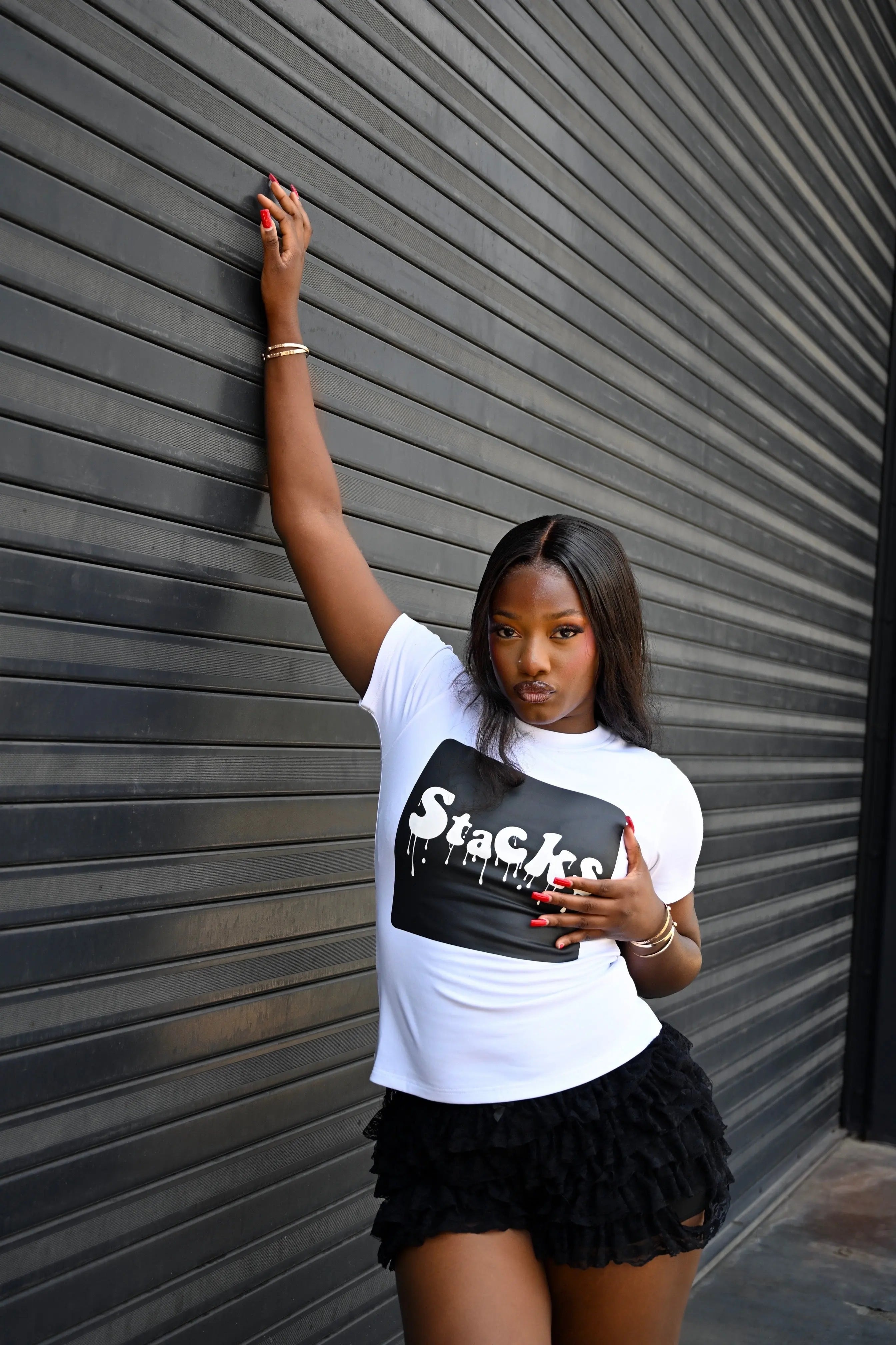 Stacks Drip Logo Tee – White - My Store